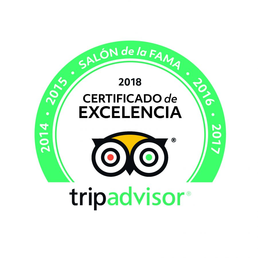 Certificado de excelencia 2018 Tripadvisor